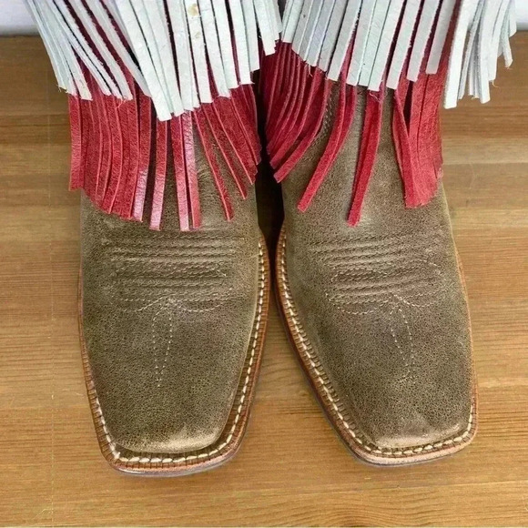 Twisted X Ruff Stock VFW Fringe American Flag Cowboy Boot 6.5 B - Picture 6 of 11